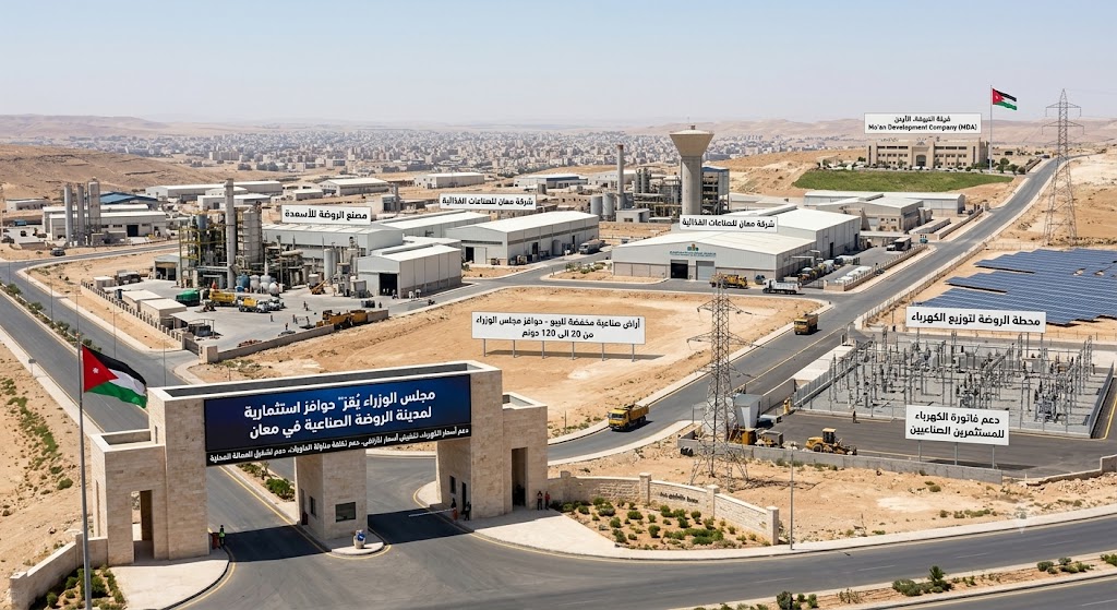 مجلس الوزراء يُقرّ حوافز استثمارية لمدينة الروضة الصناعية في معان