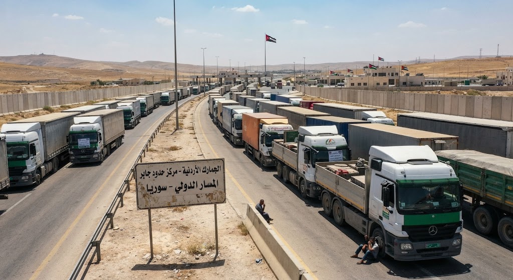 نقيب التخليص يكشف أسباب احتجاج السائقين الأردنيين على الحدود السورية
